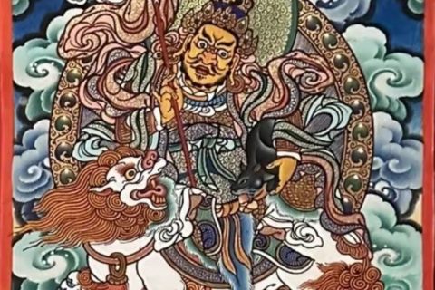 编号118-1376472：彩绘小唐卡-财宝天王（长方形·5*4CM左右）