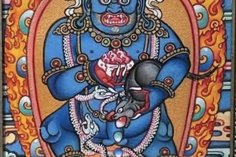 编号118-1533700：彩绘小唐卡-黑财神（长方形·5*4CM左右）