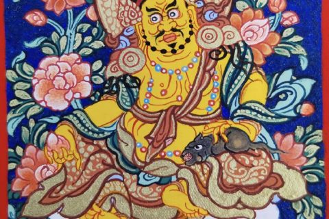 编号118-1673010：彩绘小唐卡-黄财神（长方形·5*4CM左右）