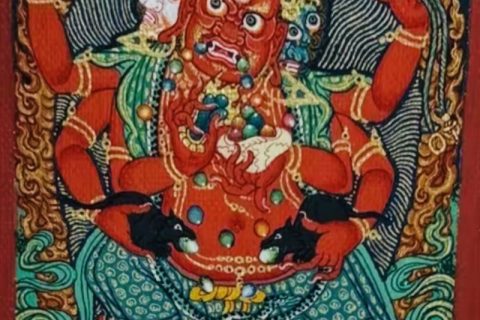 编号118-2402233：彩绘小唐卡-红财神（长方形·5*4CM左右）