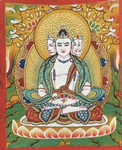 编号118-3406461：彩绘小唐卡-四面大日如来（长方形·5*4CM左右）