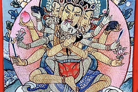 编号118-4236457：彩绘小唐卡-帕派黄财神双身相（长方形·5*4CM左右）