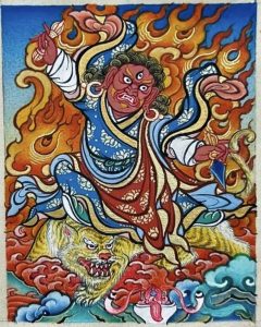 编号118-8120517:彩绘小唐卡-莲师忿怒金刚·多杰卓勒(长方形·5*4CM左右)