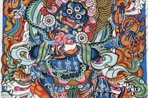 编号118-8427861：彩绘小唐卡-六臂玛哈嘎拉（长方形·5*4CM左右）