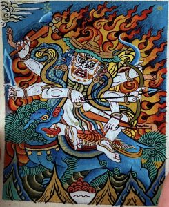 编号118-9221836:彩绘小唐卡-白哈尔王(长方形·5*4CM左右)
