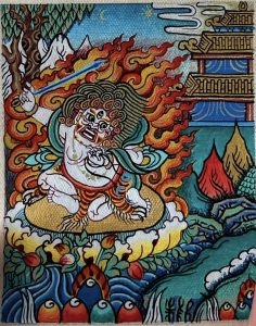 编号118-9328118：彩绘小唐卡-不动明王（长方形·5*4CM左右）