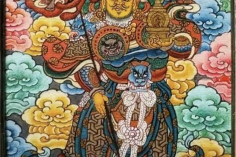 编号118-9410987：彩绘小唐卡-财宝天王（长方形·5*4CM左右）