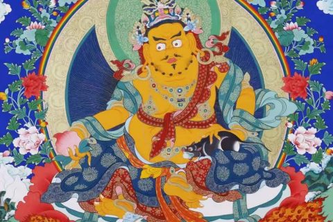 编号138-119202：彩绘唐卡-黄财神·五方财神（99*71CM左右）