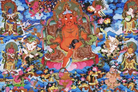 编号138-162637：彩绘唐卡-黄财神（69*100CM左右）