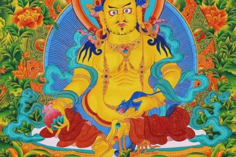 编号138-315632：彩绘唐卡-黄财神·五方财神（73*51CM左右）