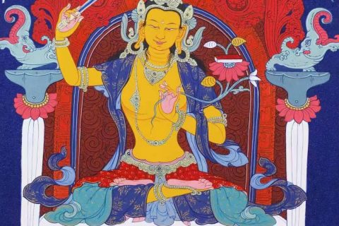 编号138-377307：彩绘唐卡-文殊菩萨（30*22CM左右）