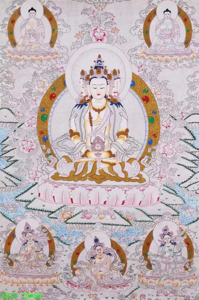 编号138-427948：白银唐卡-四面大日如来（75*50CM左右）
