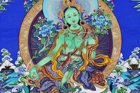编号138-488291：彩绘唐卡-绿度母（60*44CM左右）