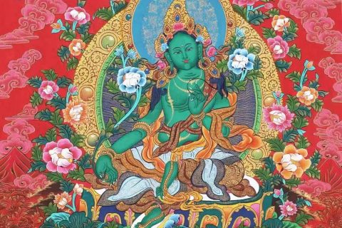 编号138-532407：彩绘唐卡-绿度母（75*51CM左右）