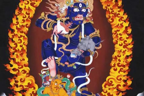 编号138-612975：彩绘唐卡-黑财神（54*41CM左右）