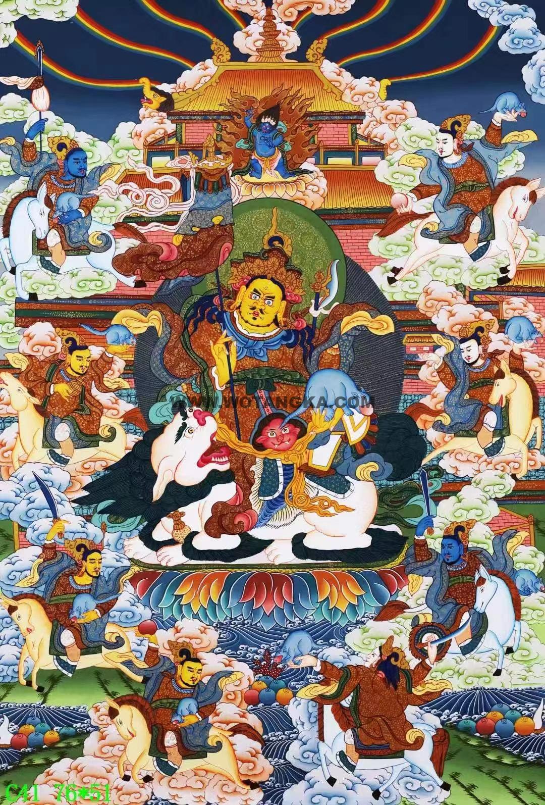 编号138-674224：彩绘唐卡-财宝天王·八马财神（76*51CM左右）