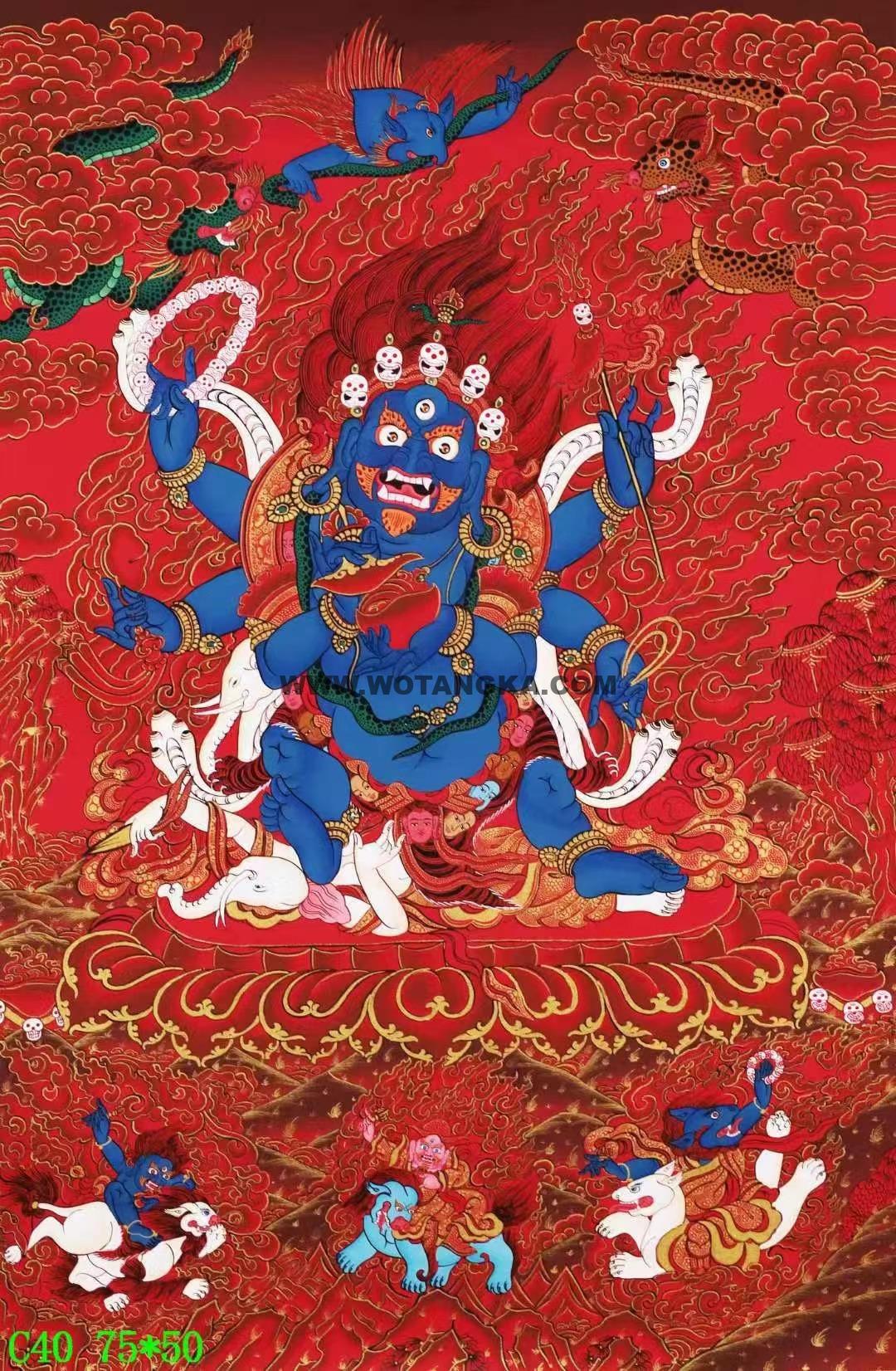 编号138-737105:红金唐卡-六臂玛哈嘎拉(75*50CM左右)