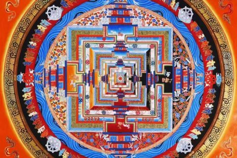 编号138-817465：彩绘唐卡-时轮金刚坛城（70*70CM左右）