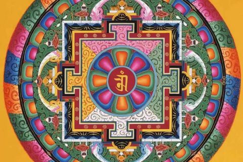 编号138-829285：彩绘唐卡-吉祥八宝坛城（80*60CM左右）