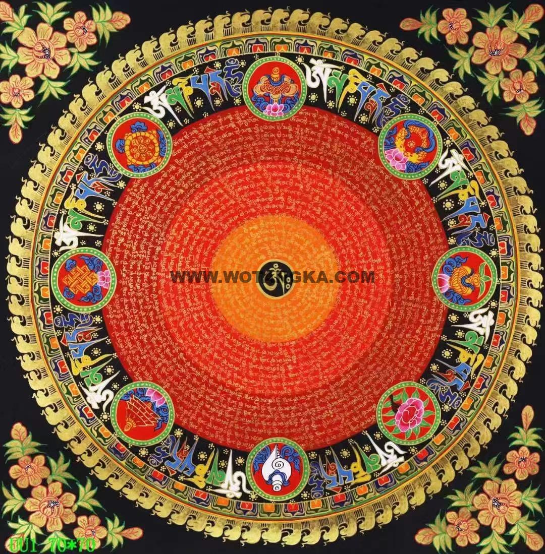 编号138-989488：彩绘唐卡-吉祥八宝坛城（70*70CM左右）