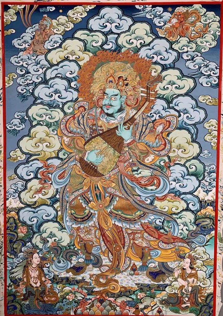 编号188-235733：彩绘唐卡-四大天王·东方持国天王（80*60CM左右）