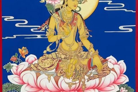 编号188-284765：蓝金唐卡-文殊菩萨（80*60CM左右）