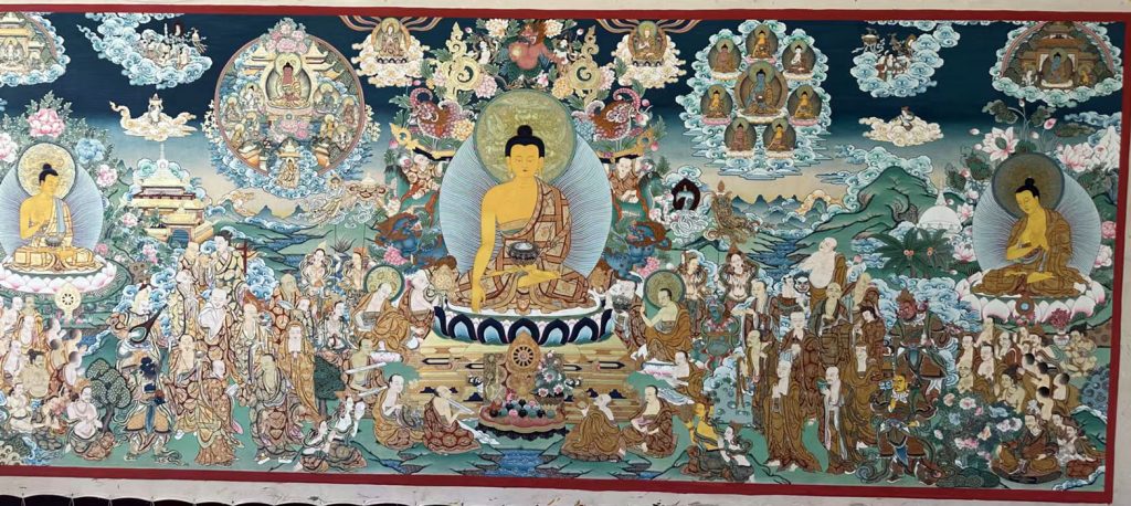 编号188-397481：彩绘唐卡-释迦牟尼佛·十八罗汉说法图（120*300CM左右）