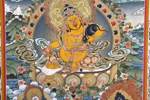 编号188-401509：彩绘唐卡-黄财神·五方财神（100*70CM左右）