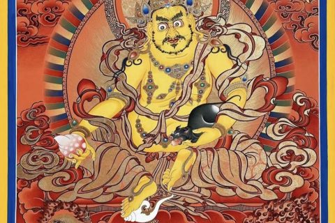 编号188-491444：红金唐卡-黄财神·五方财神（100*70CM左右）