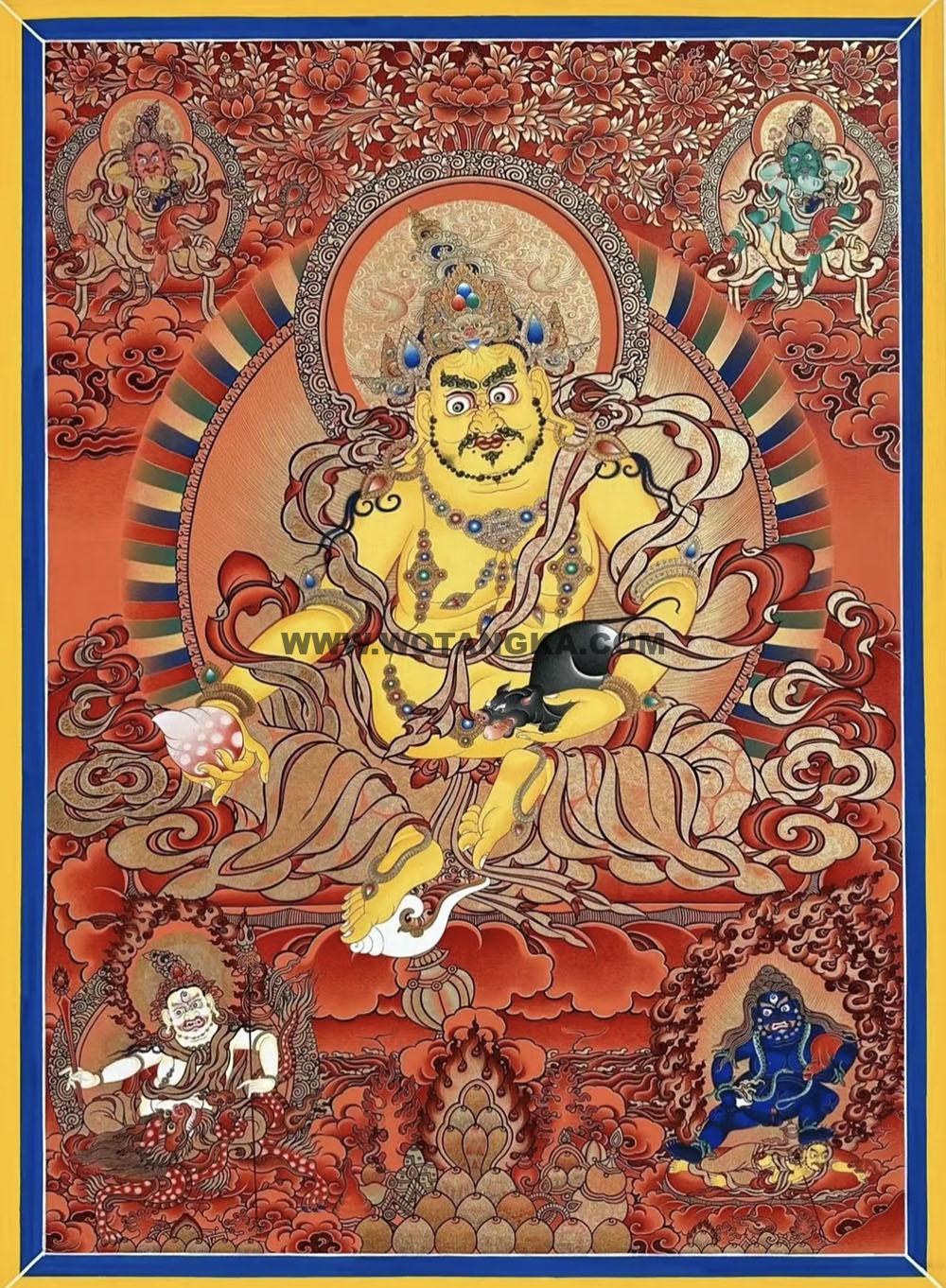 编号188-491444:红金唐卡-黄财神·五方财神(100*70CM左右)