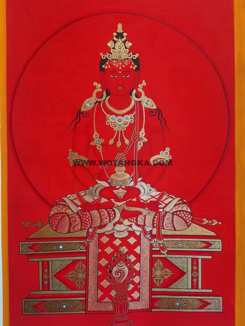 热贡-东智加·画院：红金唐卡-长寿佛（70*50CM左右）