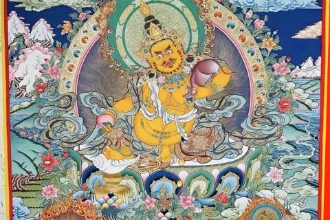 编号188-560973：彩绘唐卡-黄财神·五方财神（100*70CM左右）