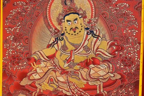 编号188-562420：红金唐卡-黄财神·五方财神（100*70CM左右）