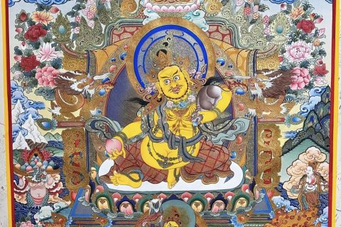 编号188-570933：彩绘唐卡-黄财神·五方财神（100*70CM左右）