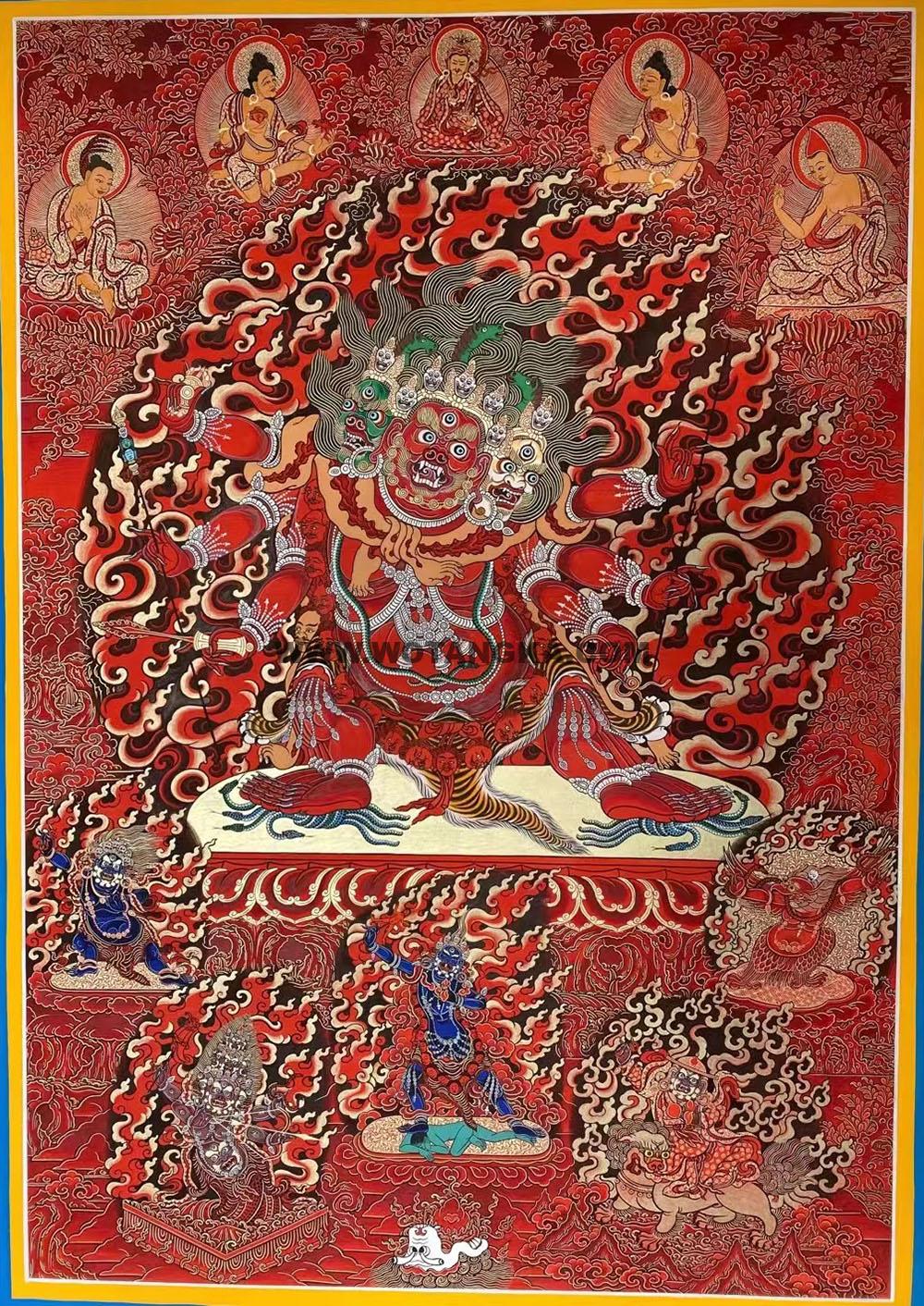 热贡-东智加·画院：红金唐卡-马头明王（120*90CM左右）