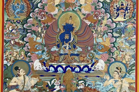 编号188-646363：彩绘唐卡-金刚总持佛（120*90CM左右）