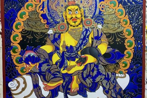 编号188-748441：蓝金唐卡-黄财神（75*50CM左右）