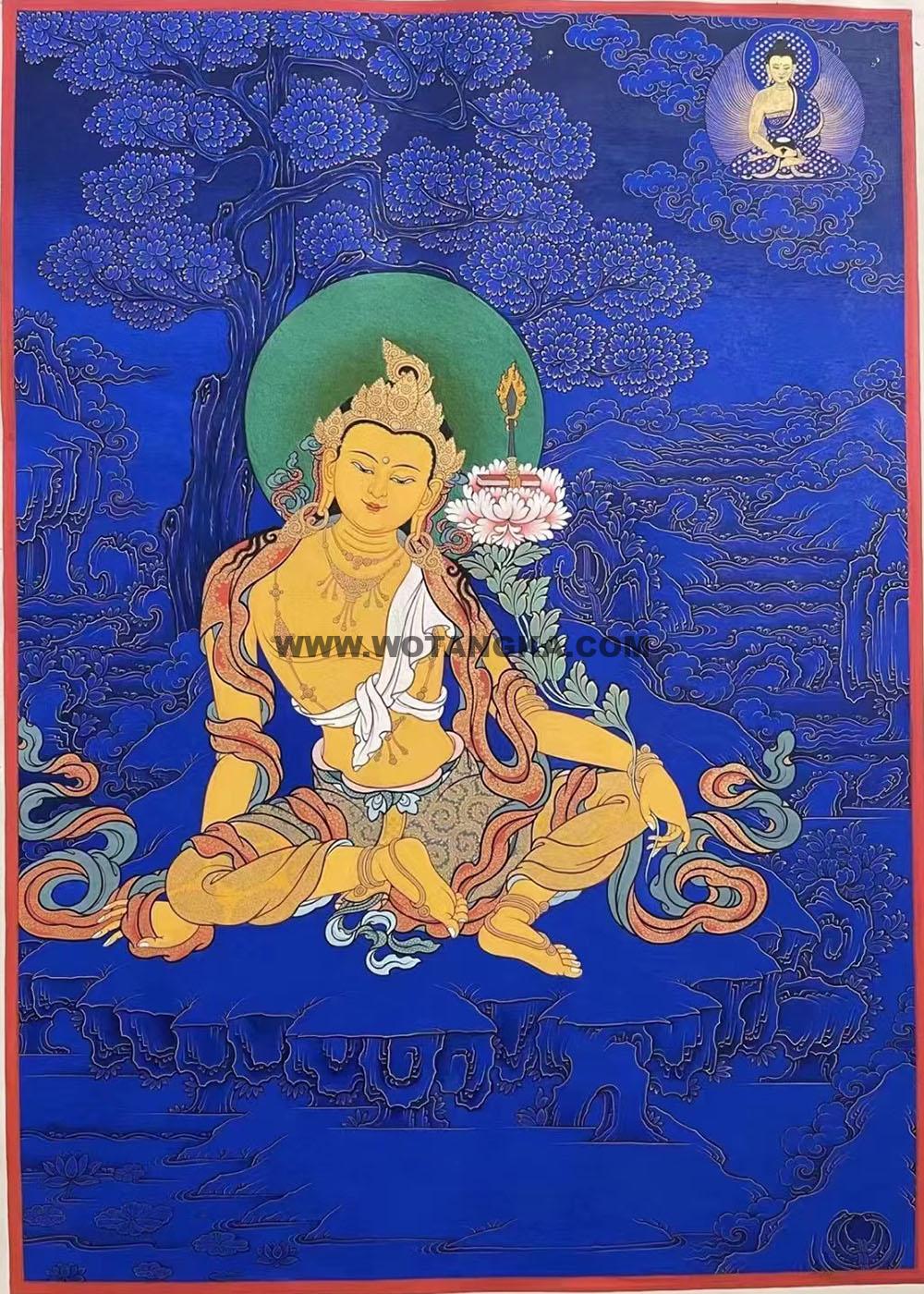 编号188-799175:蓝金唐卡-静息文殊菩萨(60*45CM左右)