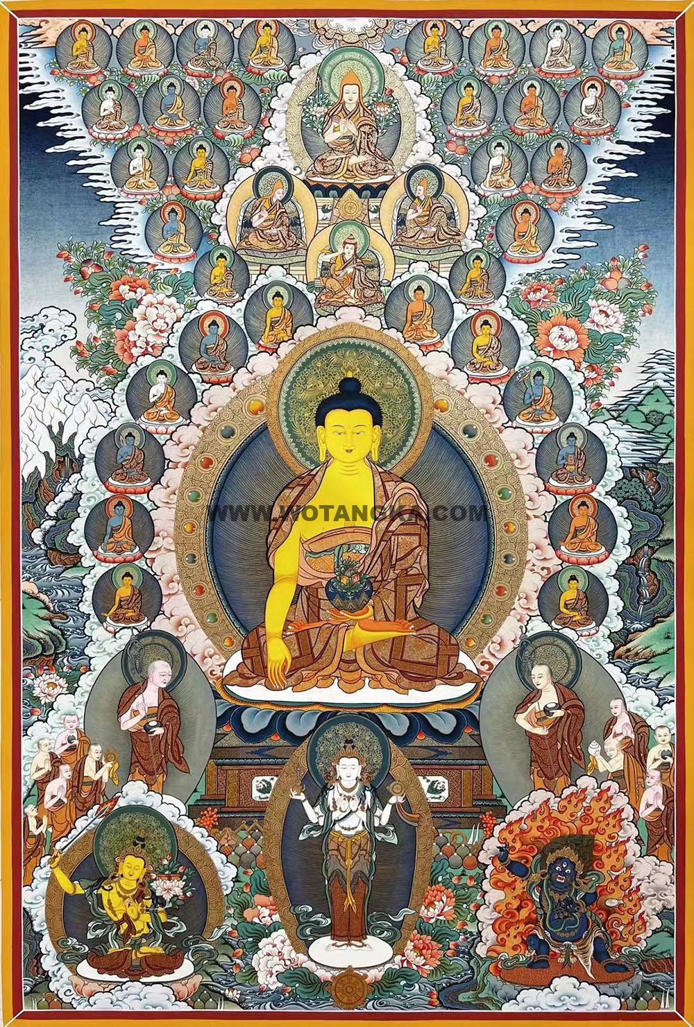 编号188-816950:彩绘唐卡-释迦牟尼佛·三十五佛(150*90CM左右)