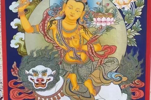 编号188-832482：彩绘唐卡-文殊菩萨（30*20CM左右）