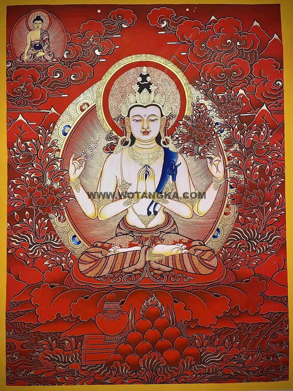 编号188-926166:红金唐卡-四臂观音(60*45CM左右)