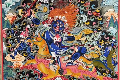 编号188-959907：彩绘唐卡-吉祥天母（80*60CM左右）