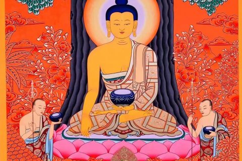 编号188-995478：彩绘唐卡-释迦牟尼佛（80*60CM左右）