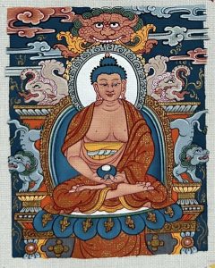 编号118-1644366：彩绘小唐卡-阿弥陀佛（长方形·5*4CM左右）