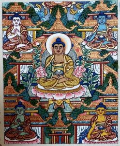 编号118-2072350：彩绘小唐卡-阿弥陀佛（长方形·5*4CM左右）