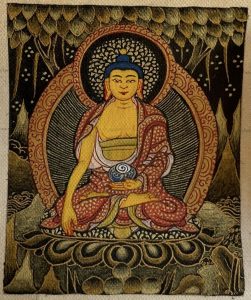 编号118-2388593：黑金小唐卡-释迦牟尼佛（长方形·5*4CM左右）