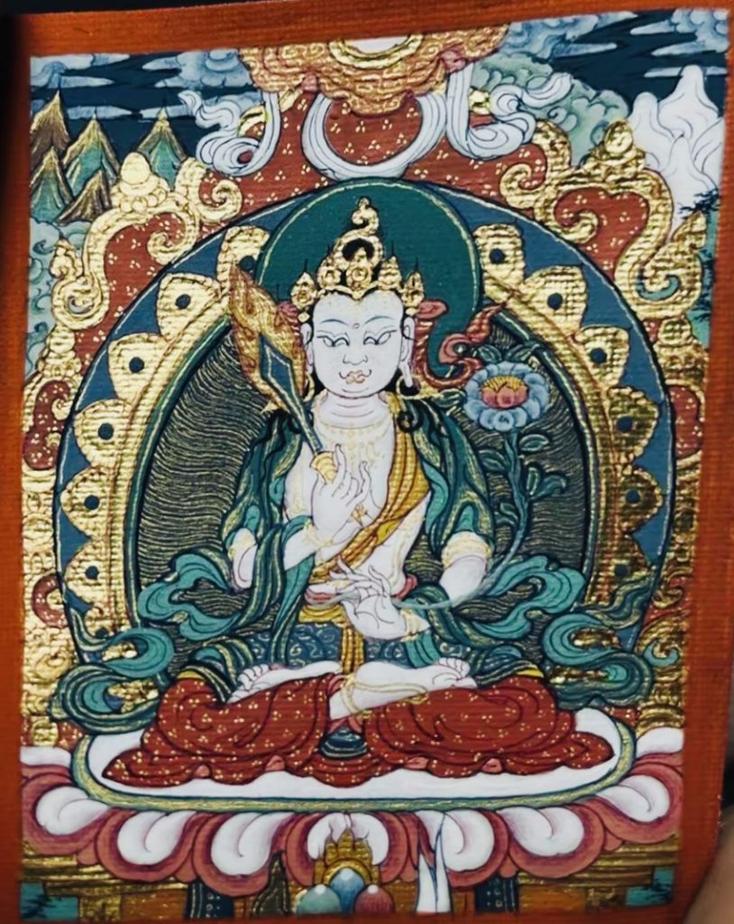 编号118-2633465：彩绘小唐卡-虚空藏菩萨（长方形·5*4CM左右）