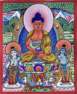 编号118-3366840：彩绘小唐卡-阿弥陀佛（长方形·5*4CM左右）