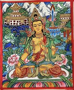 编号118-3607463：彩绘小唐卡-文殊菩萨（长方形·5*4CM左右）