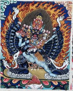 编号118-5401239：彩绘小唐卡-大威德金刚（长方形·5*4CM左右）